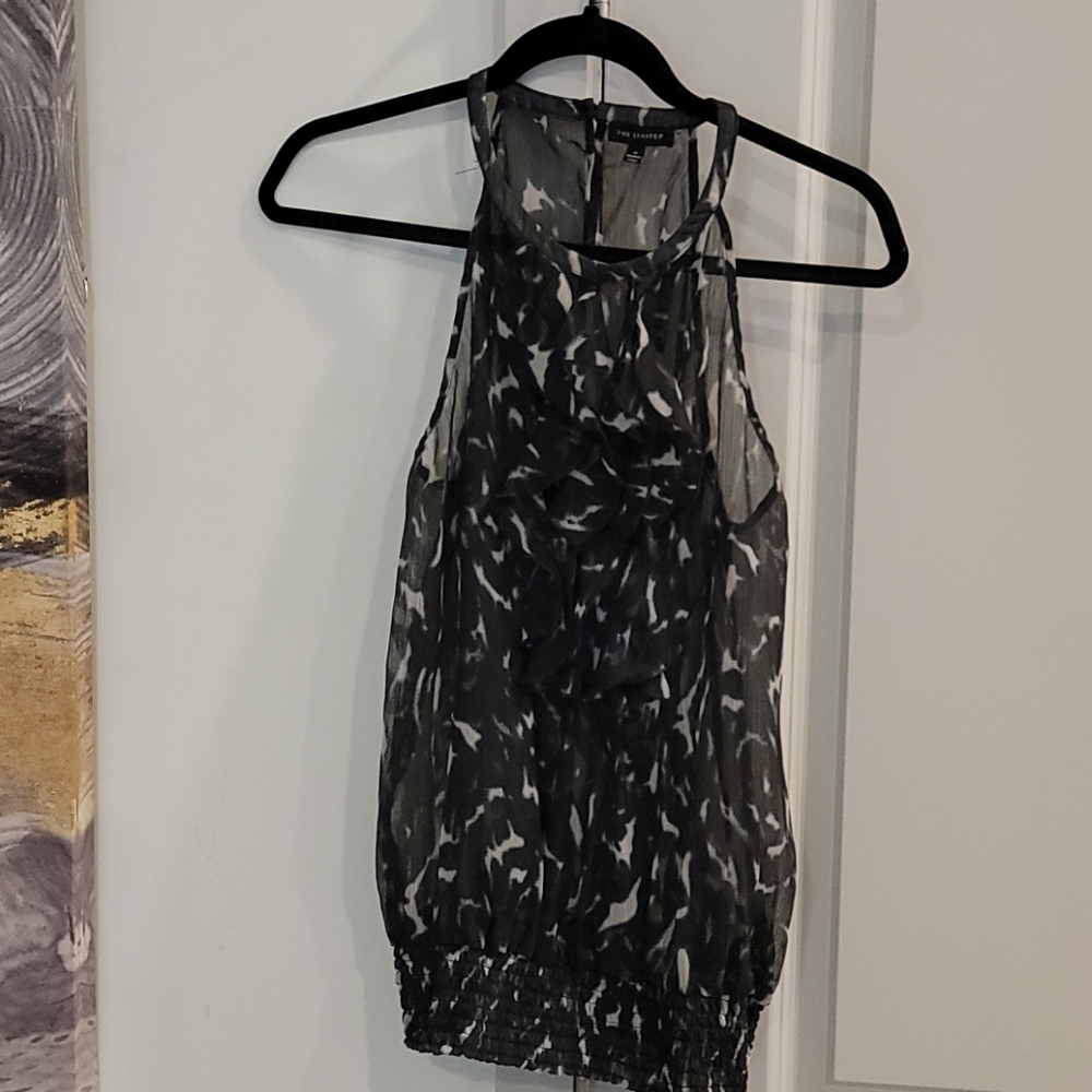 Black & Gray Work Blouse - SHEER